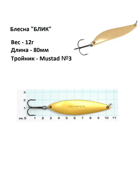 Олта Блесна колебалка для рыбалки на щуку окуня БЛИК, 12г 80мм