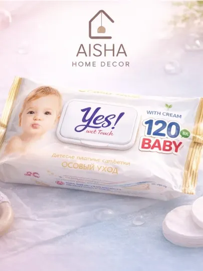 Влажные салфетки Yes! и Nature — 120 шт, мягкое очищение (Rose, Baby, Nature)
