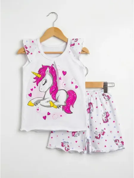 Babycollection Пижама летняя с шортами и футболкой детская с единорогом