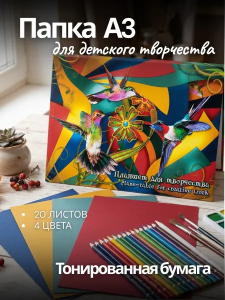 Лилия Холдинг Планшет для рисования 20 листов А3 200г м2 4 цвета ПК 3