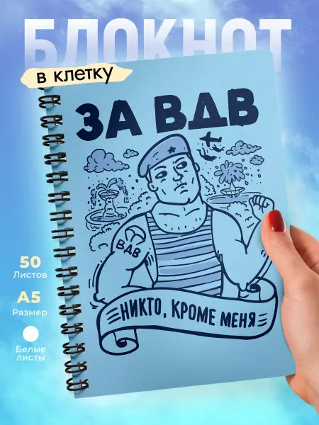 Кот Раскраскин Блокнот А5 в клетку на день ВДВ