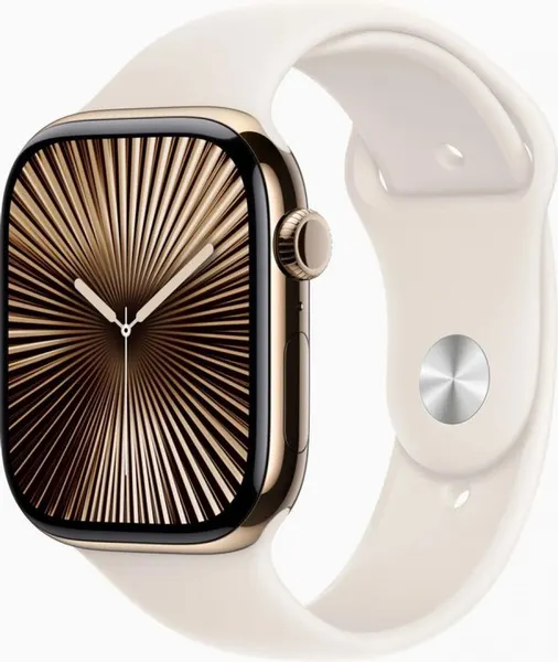 Часы Apple Watch Series 10 46mm Gold Titanium Case With Starlight Sport Band S/M