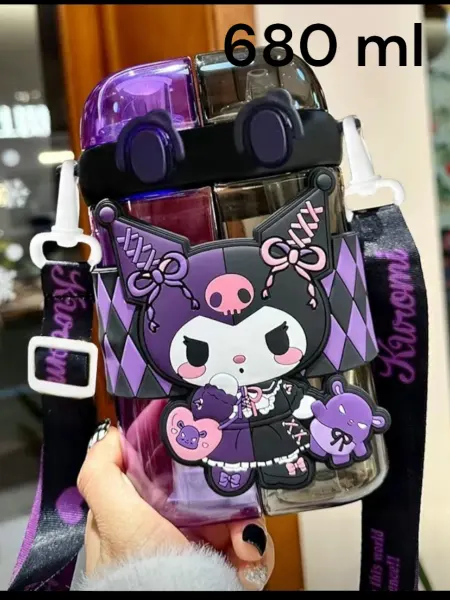 BalesXO Бутылка для воды детская kuromi с трубочкой в школу