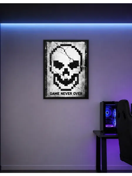 Postersbase Постер Пиксельный череп «Игра никогда не закончится» 50x70