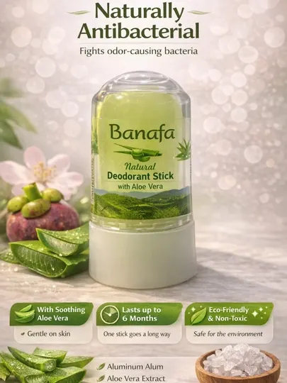 Натуральный минеральный дезодорант, квасцовый, Deodorant Stick Banafa, U&I 70 гр