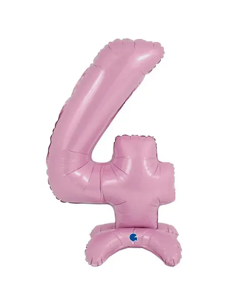 Весёлая затея Воздушный шар 64см ЦИФРА 4 Pastel Pink на подставке