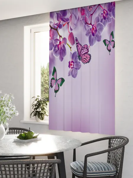 Mollyn Home Фотоштора короткая на кухню, 1 шт 145х160 см, бабочки