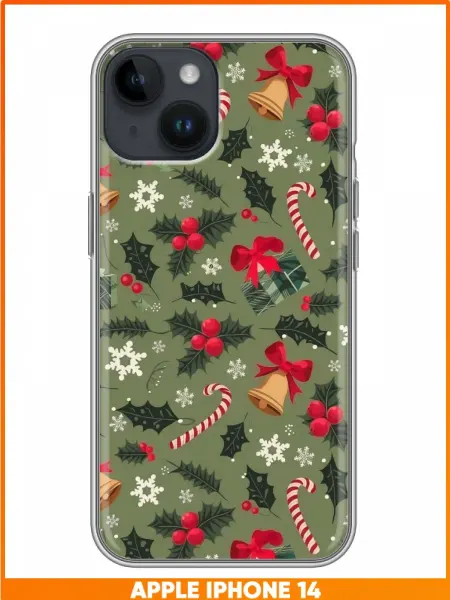 Case Face Чехол на Iphone 14 с принтом Новый год ассорти