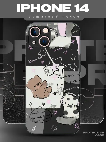 MeowCase Чехол на iPhone 14 с принтом милый зайчик