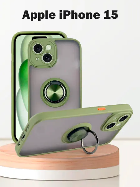 Чехол для Apple iPhone 15, с кольцом, защита камеры