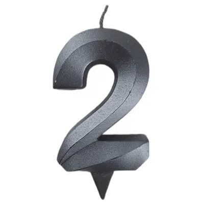 Свеча -цифра "2" Грань черный жемчуг 7см
