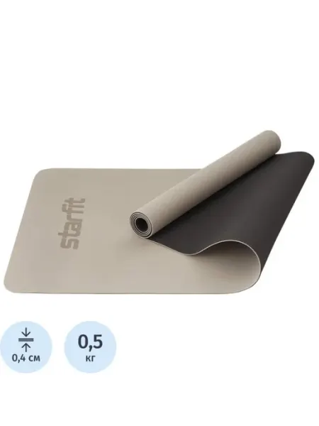 Starfit Коврик для йоги черно-серый, PVC, 0,4 см