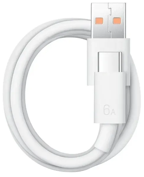 Кабель для Huawei USB Type-C 6A, белый. Быстрая зарядка. 1 метр