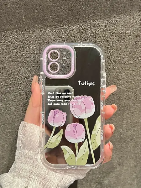 Чехол О'Кейси, для iPhone 12, зеркальный, с принтом, защита камеры, серебристый/сиреневый/зеленый