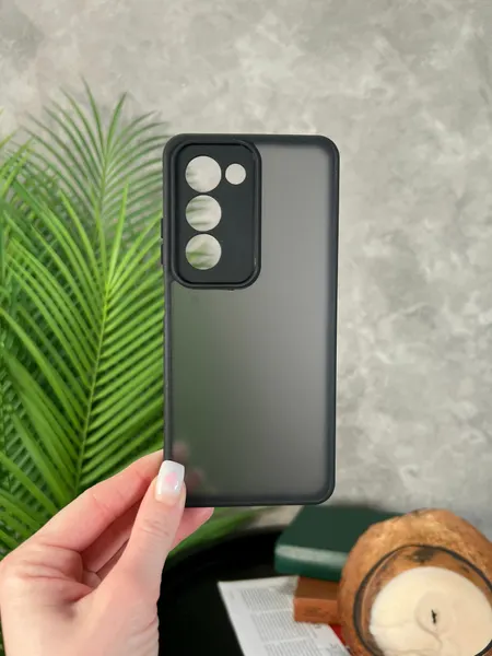 Чехол на Oppo A5 4G (2025) и A5i Pro / Оппо А5 4G (2025) и А5i Про прозрачный с кантом Crystal Case (Чёрный матовый)