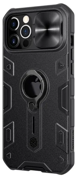 Противоударный чехол с кольцом и защитой камеры Nillkin CamShield Armor Case для iPhone 12 Pro Max черный
