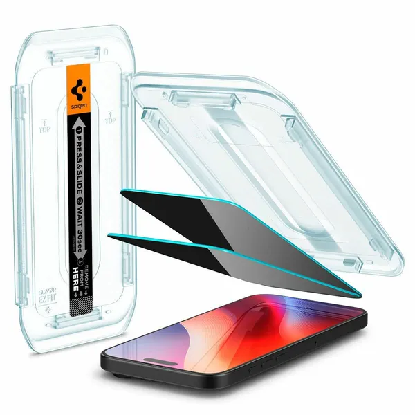 Защитное стекло SPIGEN для iPhone 17 Pro Max / iPhone 16 Pro Max Glas.tR EZ Fit 2 шт Антишпион AGL07908