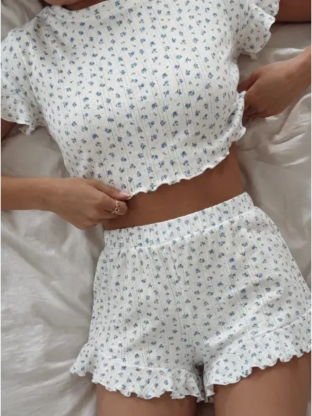 Multi textil пижама женская с шортами и футболкой хлопковая