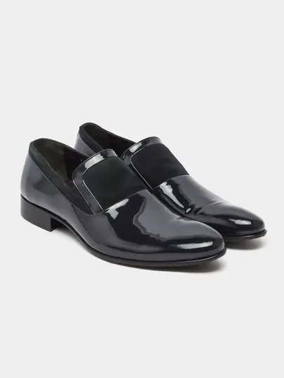 Туфли мужские из натуральной лаковой кожи черного цвета Cesare Bazolini, Турция