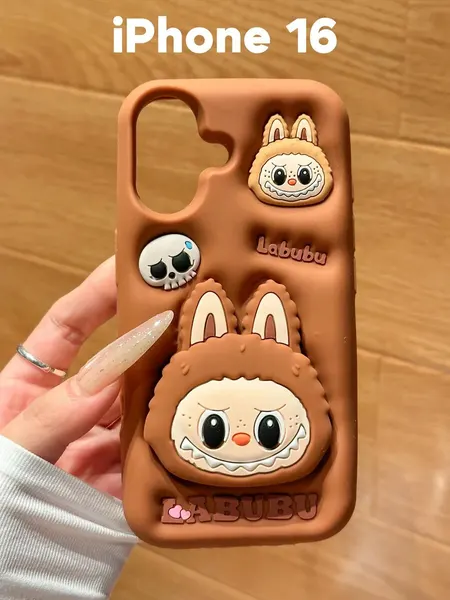 Чехол О'кейси Labubu, для iPhone 16, защита камеры, коричневый