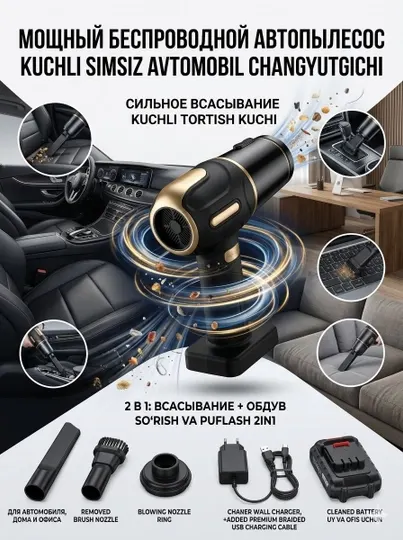 Автопылесос беспроводной авто мощный