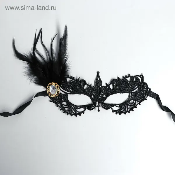 Страна КарнавалияКарнавальная маска «Незнакомка», с пером, ажурная, 2326735