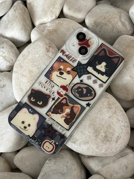 CaseLove Чехол на iPhone 14 с принтом Кот и Пес