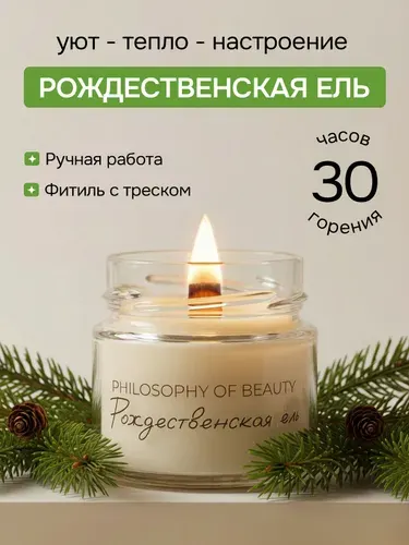 Philosophy of Beauty, Свеча ароматическая, рождественская ель / 100 мл