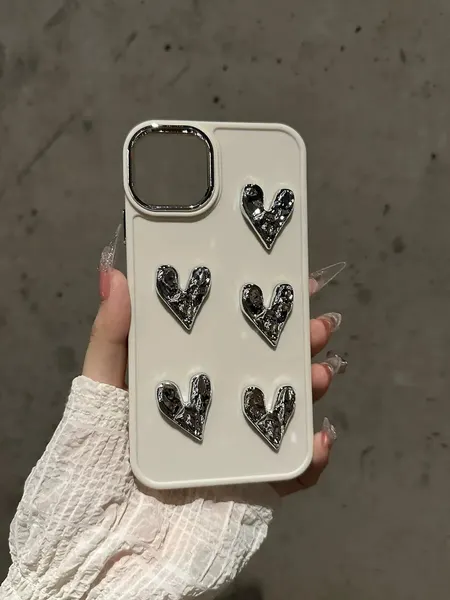 Чехол О'Кейси, для iPhone 12, с сердечками, зеркальный, белый