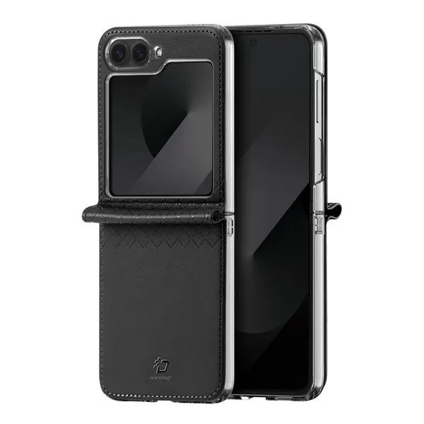 Чехол из кожи черного цвета от Dux Ducis для Samsung Flip 6, Flip 7 FE (W25), серия Bril Series Case