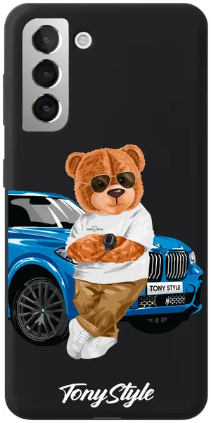 Черный силиконовый чехол для Samsung Galaxy S21 Tony Style с машиной