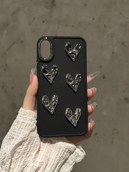 Чехол на телефон "О'кейси", для iPhone XR, силиконовый, с сердечками, чёрный