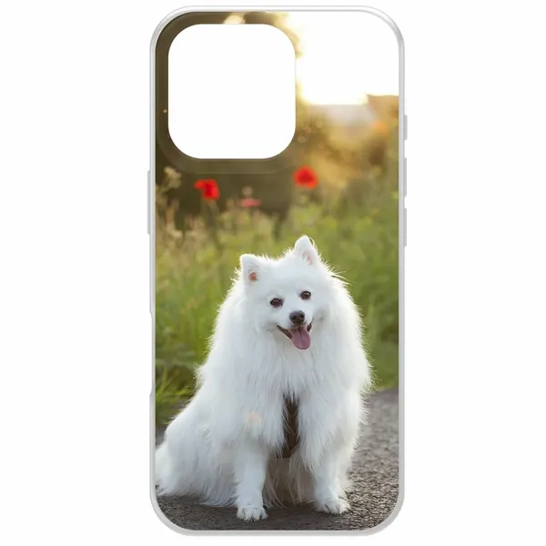 Чехол-накладка Krutoff Clear Case Белый шпиц для iPhone 16 Pro