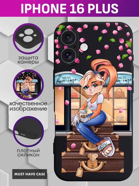 Чехол на iPhone 16 Plus с принтом Зайка-девочка