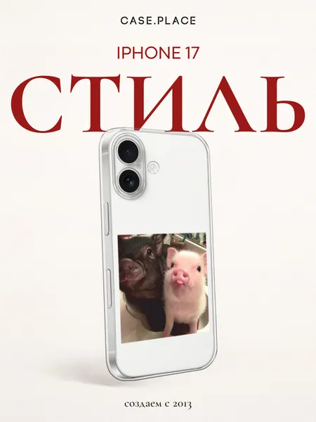 Чехол на Apple iPhone 17 / Айфон 17 с принтом Два поросенка, прозрачный