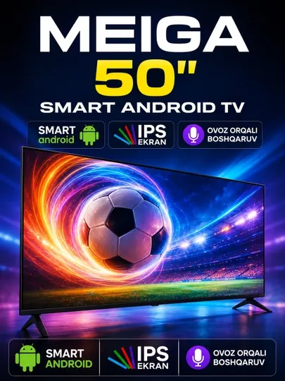 Телевизор MEIGA 50" Smart Android TV — IPS Full HD Wi-Fi Голосовое управление - Телевизоры