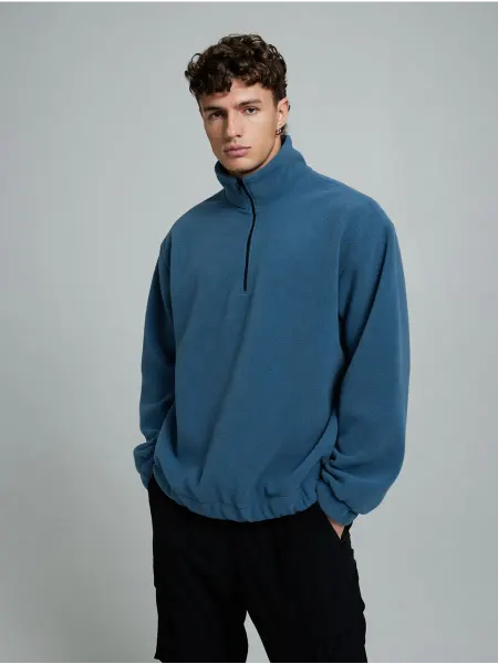 CW MODA Толстовка флисовая худи полузамок теплый оверсайз