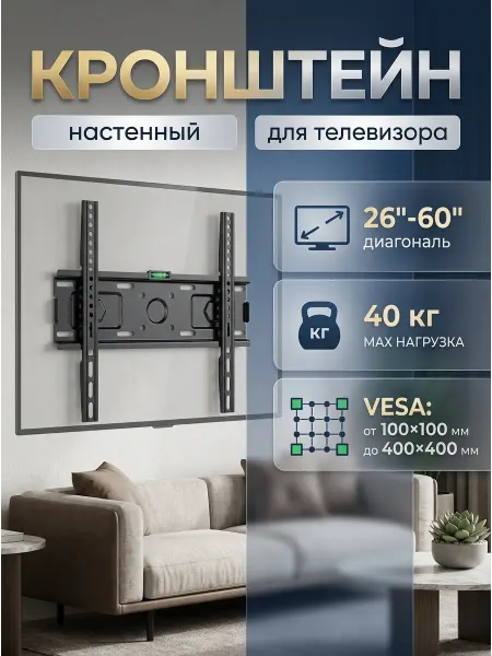 Home Team Кронштейн для телевизора плоский 2 см к стене