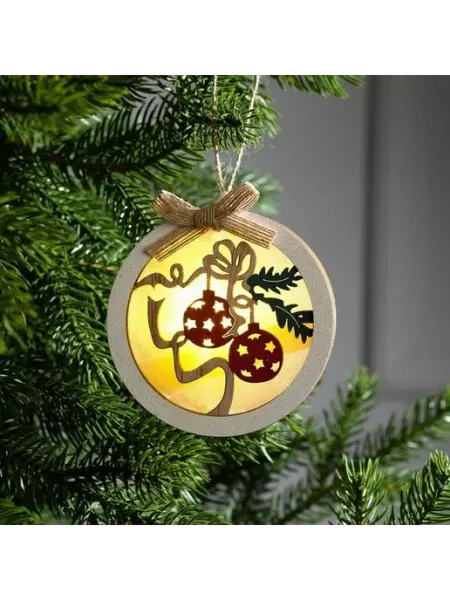 Luazon Lighting Ёлочная игрушка «Шар с веткой», от батареек