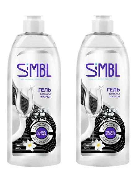 SIMBLE Гель для посуды с ароматом цветов, 2 шт х 450 мл
