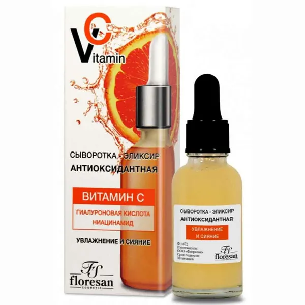 Floresan Vitamin C Ф672 Сыворотка-эликсир антиоксидантная для лица, 30 мл