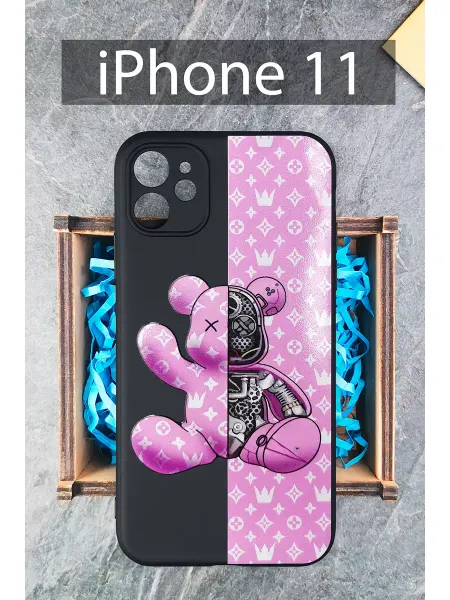 COVERGOOD Чехол на iPhone 11 с принтом черный силиконовый матовый