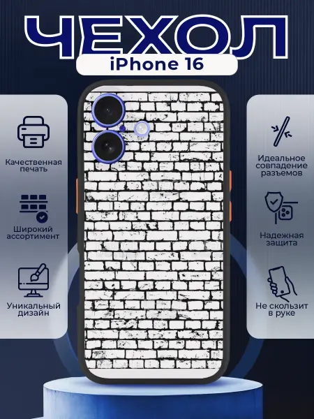 PRINTberries Чехол на IPHONE 16 с принтом кирпичная стена