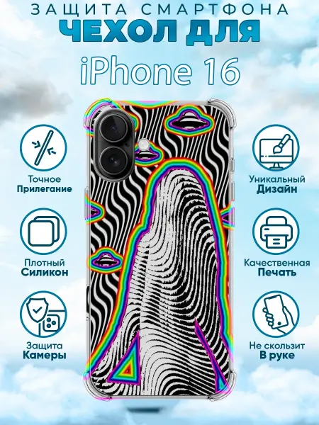 Sweetcase Чехол на iPhone 16 силиконовый принтом мем девушки