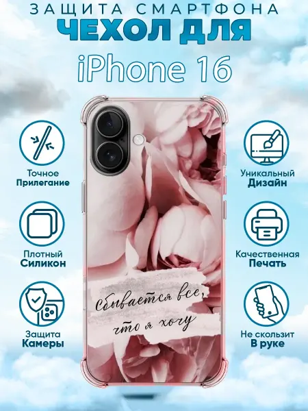 Sweetcase Чехол на iPhone 16 силиконовый принтом надписи мем