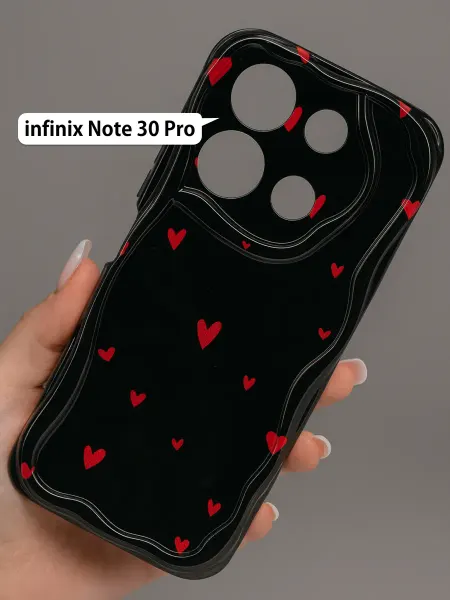 РИНОФОН Рельефный чехол с сердечками на Infinix Note 30 Pro
