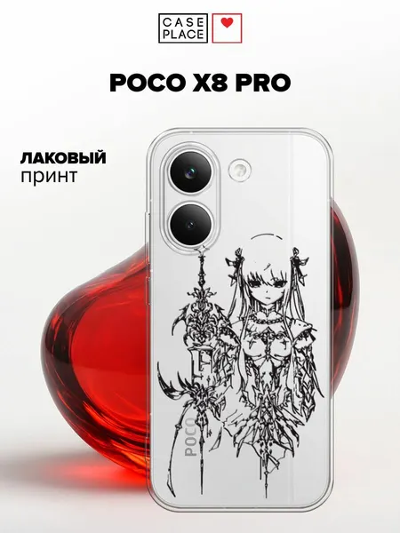 Силиконовый чехол на Poco X8 Pro / Поко X8 Про с принтом Аниме девушка с мечом