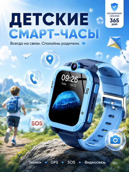Смарт часы детские с МАХ и AMOLED экраном, с виброзвонком, видеозвонком, обратным звонком, мощной батареей