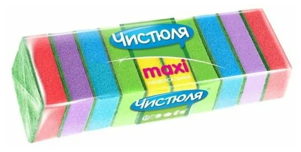 Чистюля Губки для посуды Maxi, 10 шт, 1 уп
