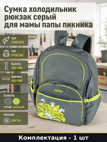Сумка холодильник рюкзак серый для мамы папы пикника